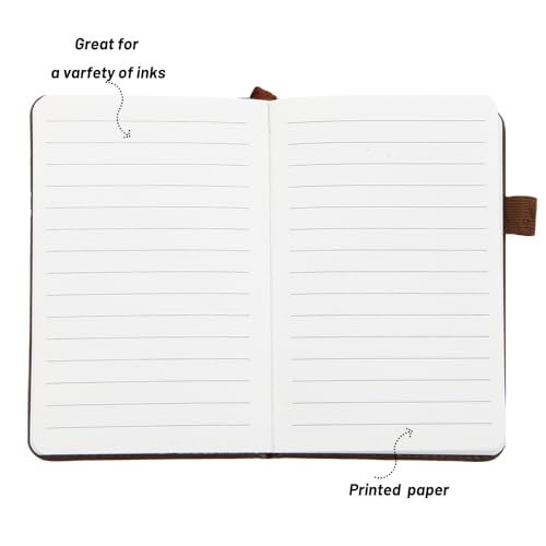 BIYUNRO Small Pocket Notebook, Leather Journal Mini (Wood) - Image 2