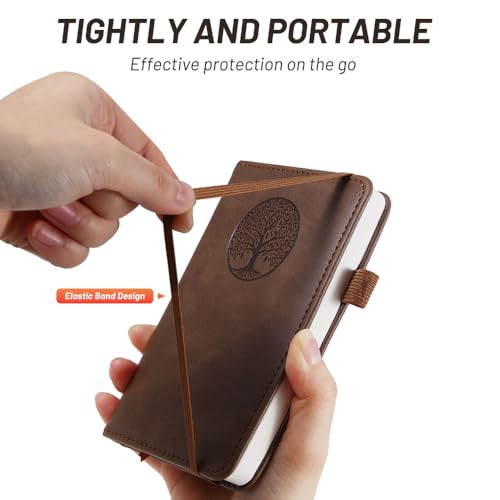 BIYUNRO Small Pocket Notebook, Leather Journal Mini (Wood) - Image 4