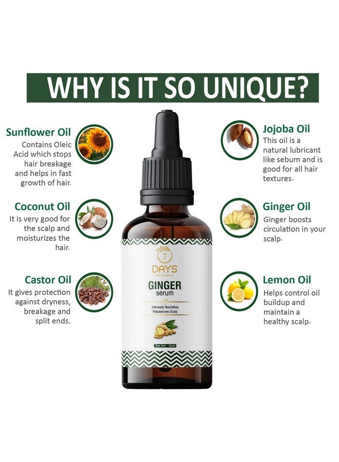 7 Days Ginger Hair Growth Serum For Strengthens Weak Hair With Ginger Oil & Sunflower Oil(30 Ml) - Image 2