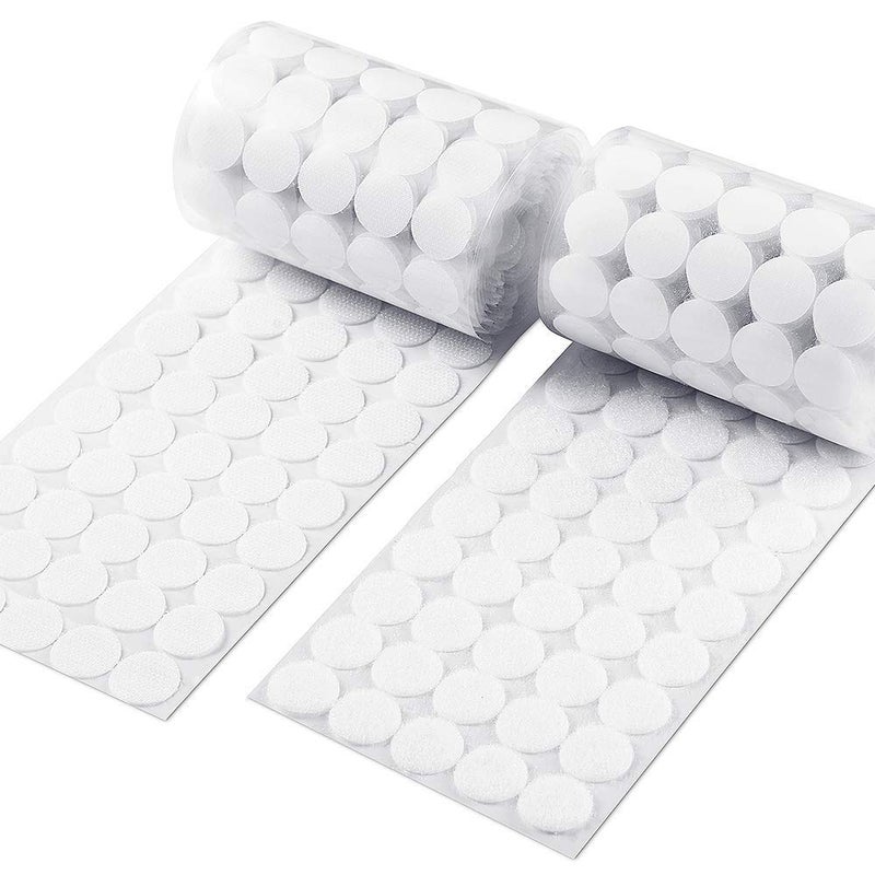 Vkey (500 Pair Sets) 3/4inch 20mm Diameter Sticky Back Coins Hook & Loop Self Adhesive Dots Tapes (White) - Image 1