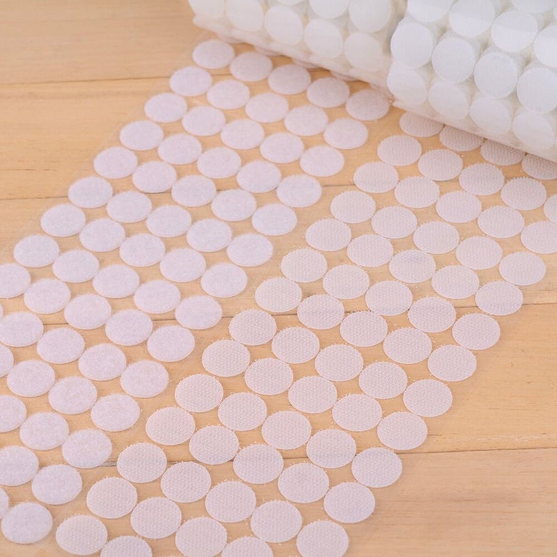 Vkey (500 Pair Sets) 3/4inch 20mm Diameter Sticky Back Coins Hook & Loop Self Adhesive Dots Tapes (White) - Image 2