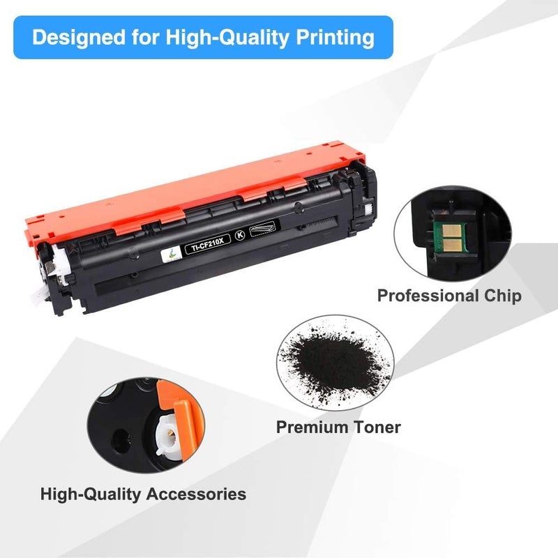 TRUE IMAGE 131A Toner Cartridge 4 Pack Compatible for HP 131X 131A M276nw for HP LaserJet Pro 200 Color MFP M276nw M251nw M276n M251n M276 M251 CF210X CF210A Printer Ink (Black Cyan Yellow Magenta) - Image 4