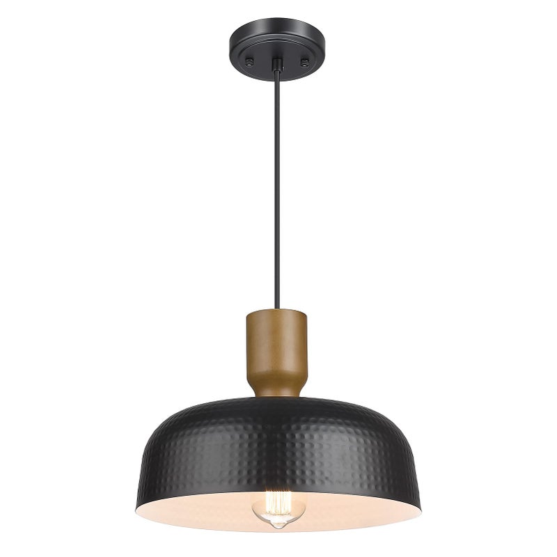 Darkaway Industrial Pendant Light Fixtures Ceiling Hanging with Hammered Metal Shade Black Pendant Light for Kitchen Island Lighting Hanging Lamp Adjustable Height Medium - Image 2