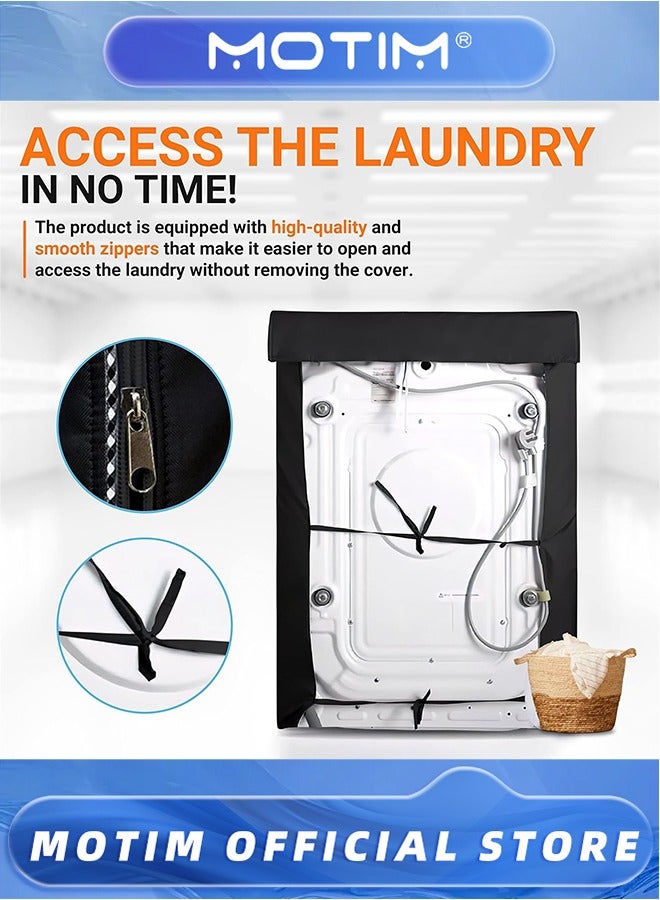 Motim Washing Machine Covers with Laundry Bag Perfect For Top-load and Front-load Washer/Dryer - Premium Outdoor Protection For Most Washer Dryer Cover (Black) - Image 5