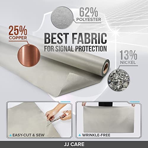 JJ CARE قماش فاراداي [عبوة من 1، 44" × 39" قماش فاراداي + 1" × 24" شريط فاراداي طويل + تعليمات] - قماش درع عسكري من الدرجة العسكرية مقاوم للEMP - Image 4