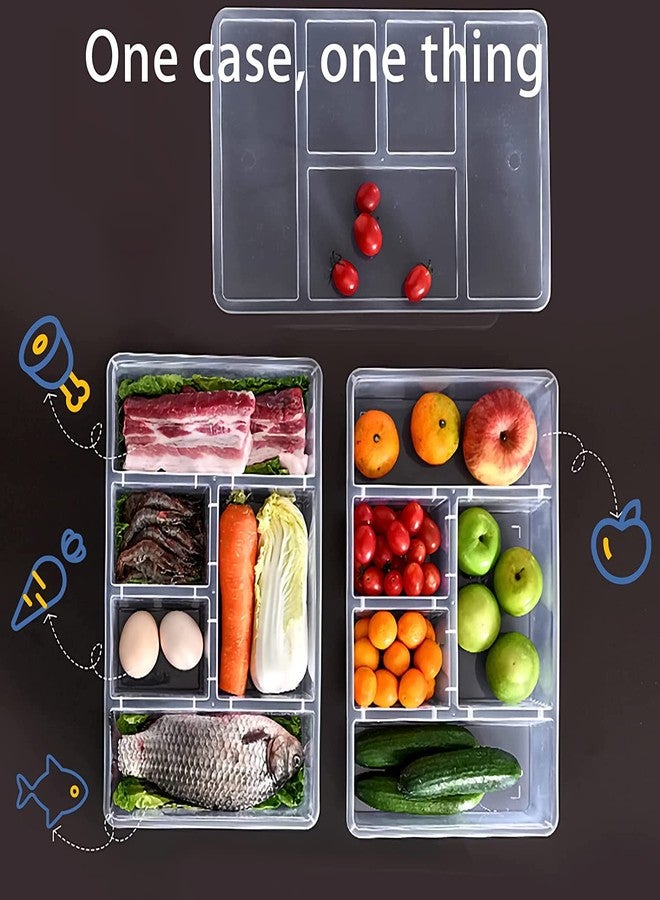 Eanpet 2Pack Veggie Tray with Lid 5 Compartment Food Container with Dividers Large Serving Tray Travel Snack Containers Stackable Produce Saver Snackle Box for Fruit,Vegetable,Salad,Meal - Image 3