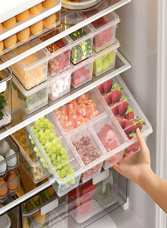 Eanpet 2Pack Veggie Tray with Lid 5 Compartment Food Container with Dividers Large Serving Tray Travel Snack Containers Stackable Produce Saver Snackle Box for Fruit,Vegetable,Salad,Meal - Image 2