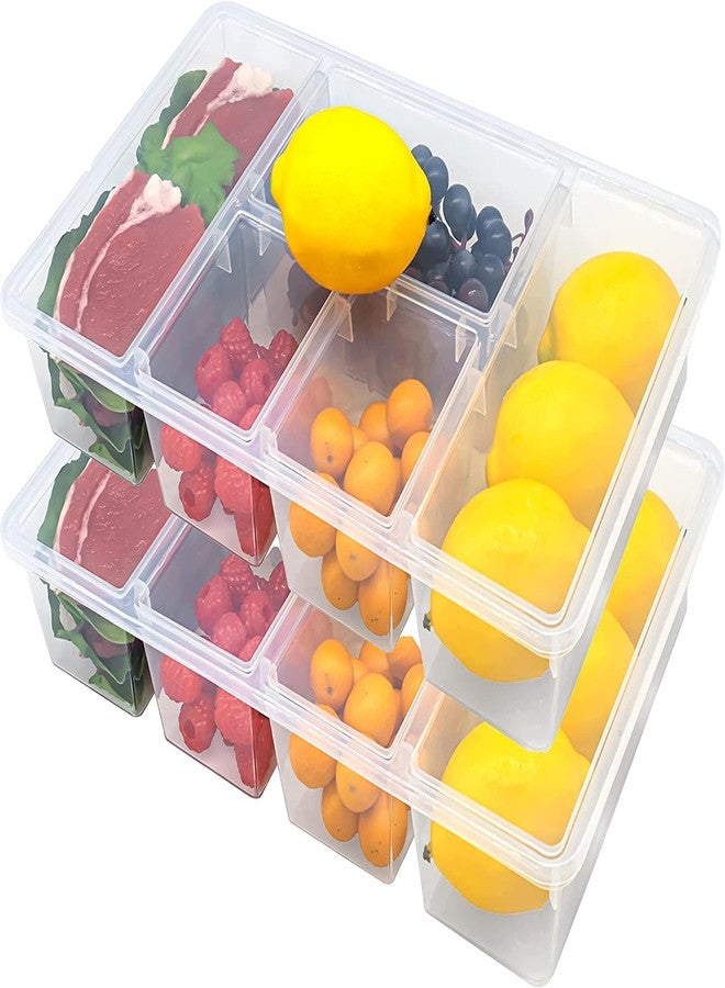 Eanpet 2Pack Veggie Tray with Lid 5 Compartment Food Container with Dividers Large Serving Tray Travel Snack Containers Stackable Produce Saver Snackle Box for Fruit,Vegetable,Salad,Meal - Image 1