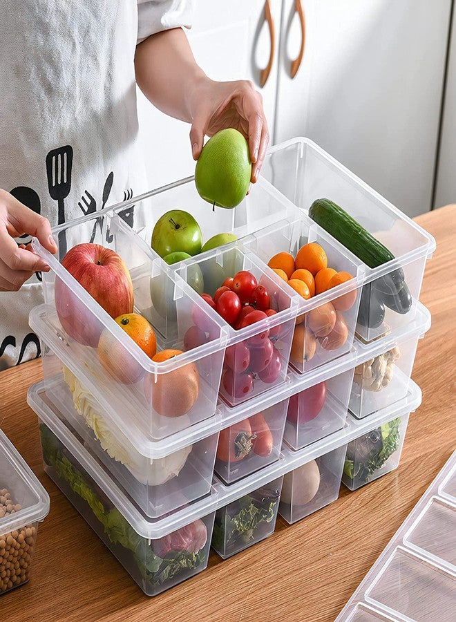 Eanpet 2Pack Veggie Tray with Lid 5 Compartment Food Container with Dividers Large Serving Tray Travel Snack Containers Stackable Produce Saver Snackle Box for Fruit,Vegetable,Salad,Meal - Image 4