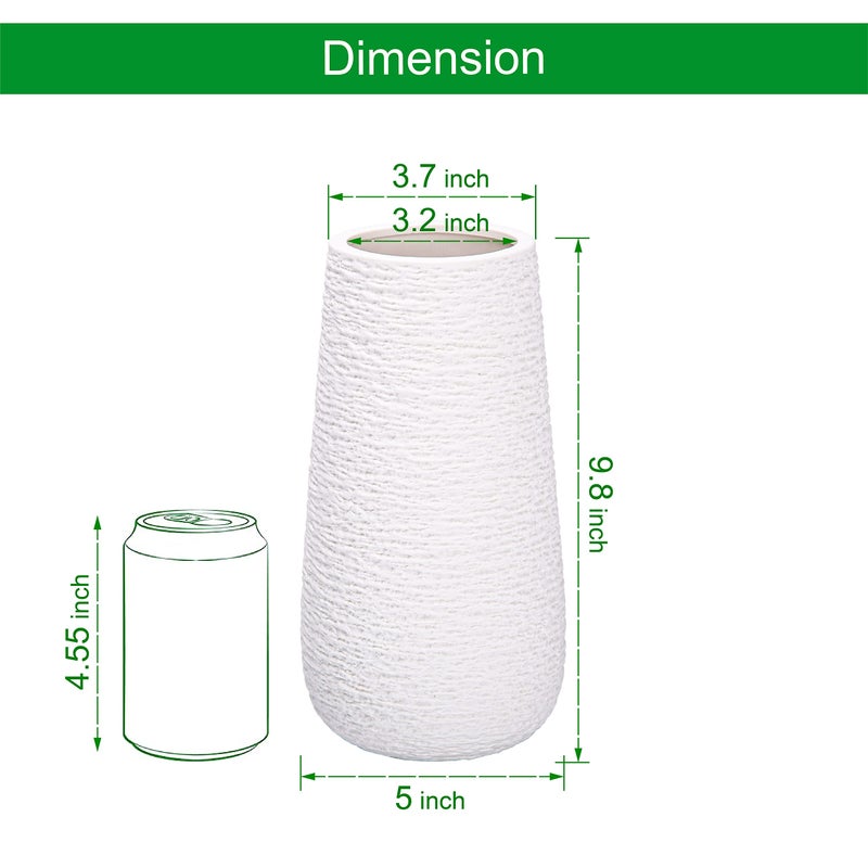 D'vine Dev 10 Inch Textured White Elegant Oval Ceramic Vase for Flowers, Home Décor Vase with Design Box, VS-LD-B-1 - Image 3