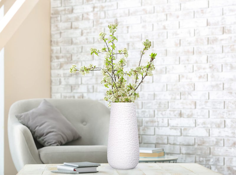 D'vine Dev 10 Inch Textured White Elegant Oval Ceramic Vase for Flowers, Home Décor Vase with Design Box, VS-LD-B-1 - Image 5