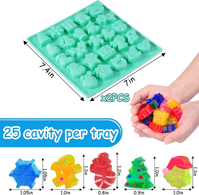 Undy Christmas Gummy Candy Molds Christmas Theme Chocolate Moulds Pack of 2 Pcs 25 Cavity Silicone Chocolate Mold for DIY Gummies Candy Jelly Cookies - Image 2