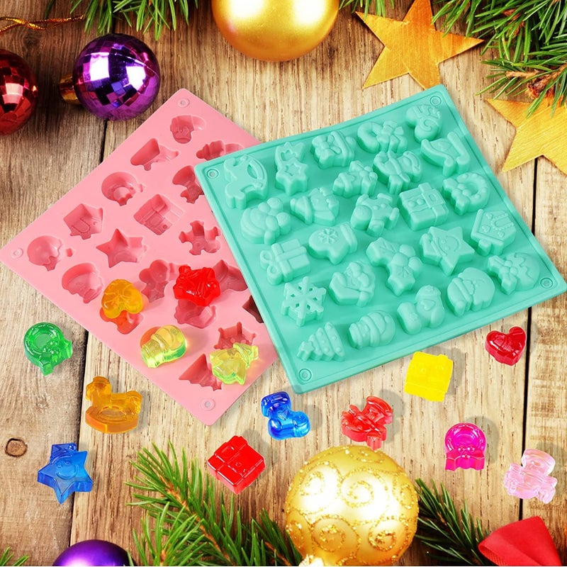 Undy Christmas Gummy Candy Molds Christmas Theme Chocolate Moulds Pack of 2 Pcs 25 Cavity Silicone Chocolate Mold for DIY Gummies Candy Jelly Cookies - Image 5