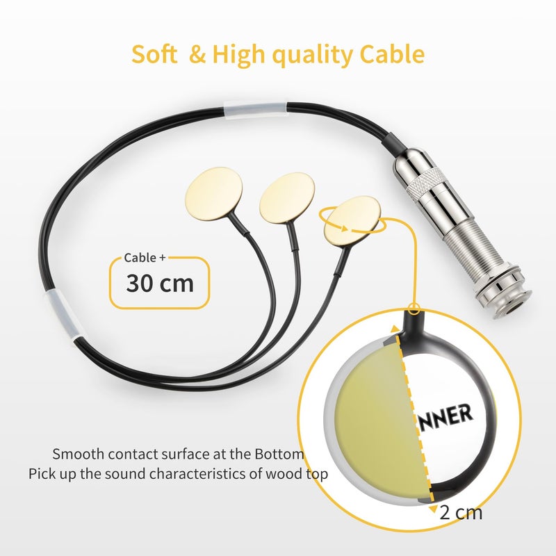 Donner Acoustic Guitar Pickup, Guitar Pickups Sound Seeker Pure Sound Transducer for Cello Banjo Ukulele Mandolin Guitar Microphone Pickup - Image 2