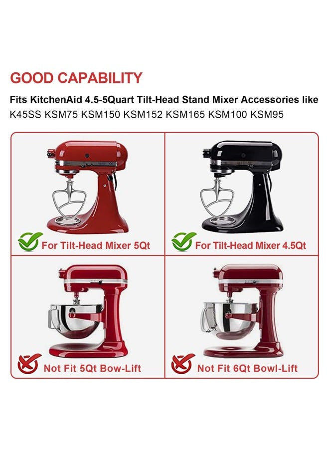 HOZODO Polished Stainless Steel Flat Beater for KitchenAid 4.5-5Q Tilt-Head Stand Mixers, Mixing Parts Attachments Dishwasher Safe - Image 2