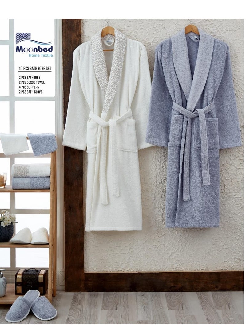 Family bathrobe, consisting of 10 pieces, 100% cotton, for women and men, bathrobe set