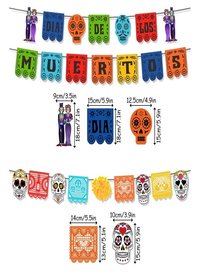 Geluode Mexican Party Decorations 3 Pack Banners and 6 Pack Swirls, Colorful Felt Fiesta Banner, Dia De Los Muertos Decor, Papel Picado Banner, Day of the Dead Decorations - Image 2