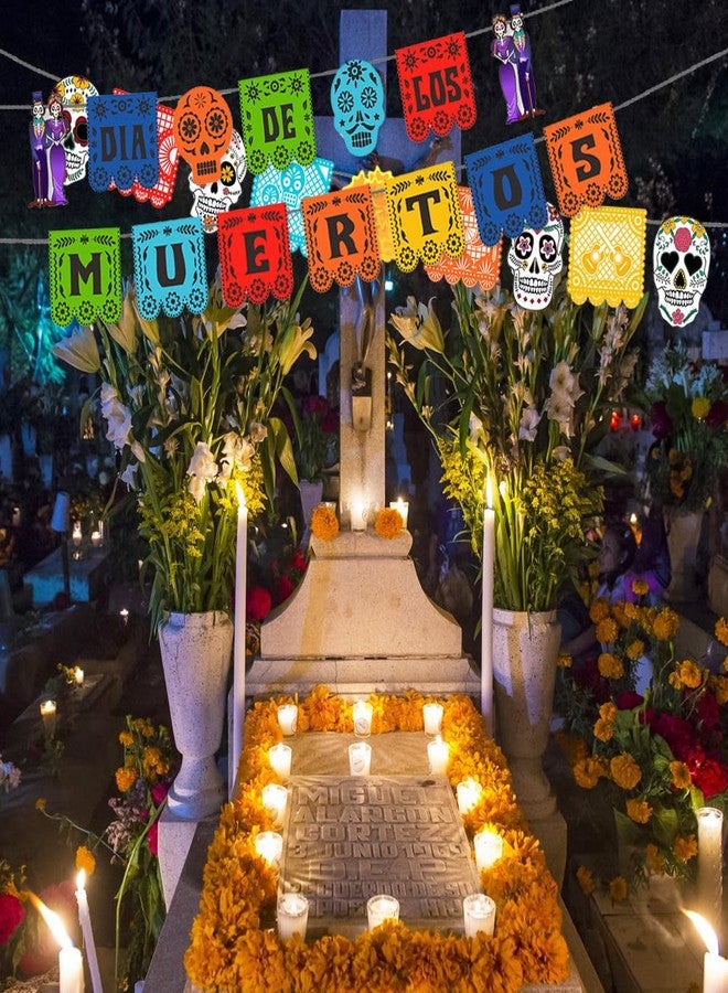 Geluode Mexican Party Decorations 3 Pack Banners and 6 Pack Swirls, Colorful Felt Fiesta Banner, Dia De Los Muertos Decor, Papel Picado Banner, Day of the Dead Decorations - Image 5