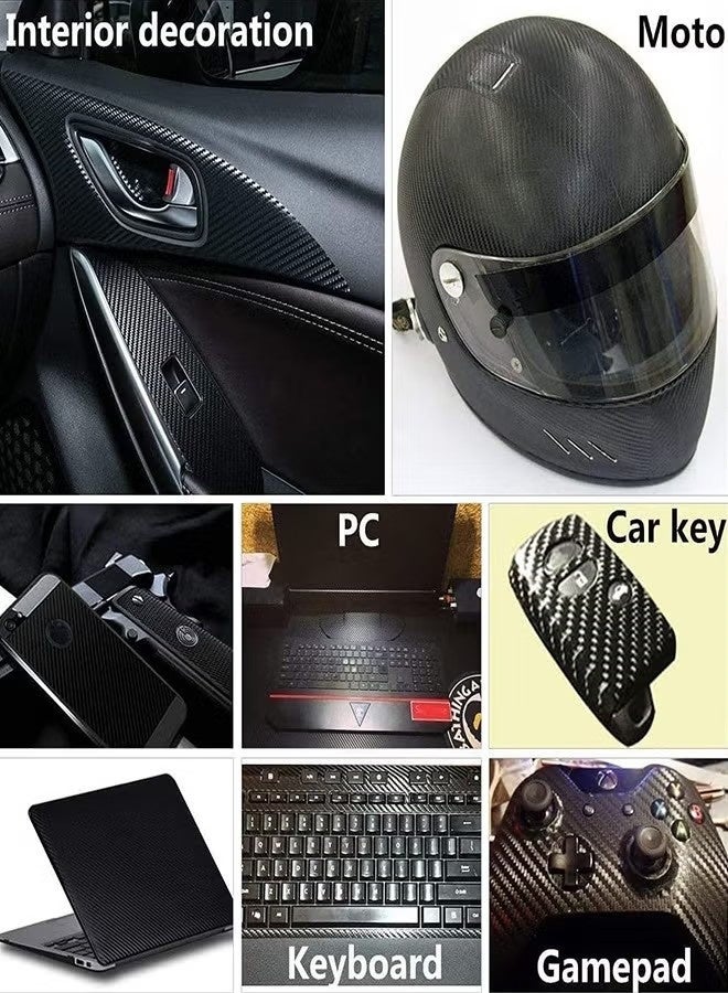 Car Sticker Textured 6D Carbon Fibre Vinyl Self-Adhesive Waterproof Bubble-Free, Suitable Decoration for Diy Appearance & Interior of Motorcycles Computers Cars, Black - Image 5