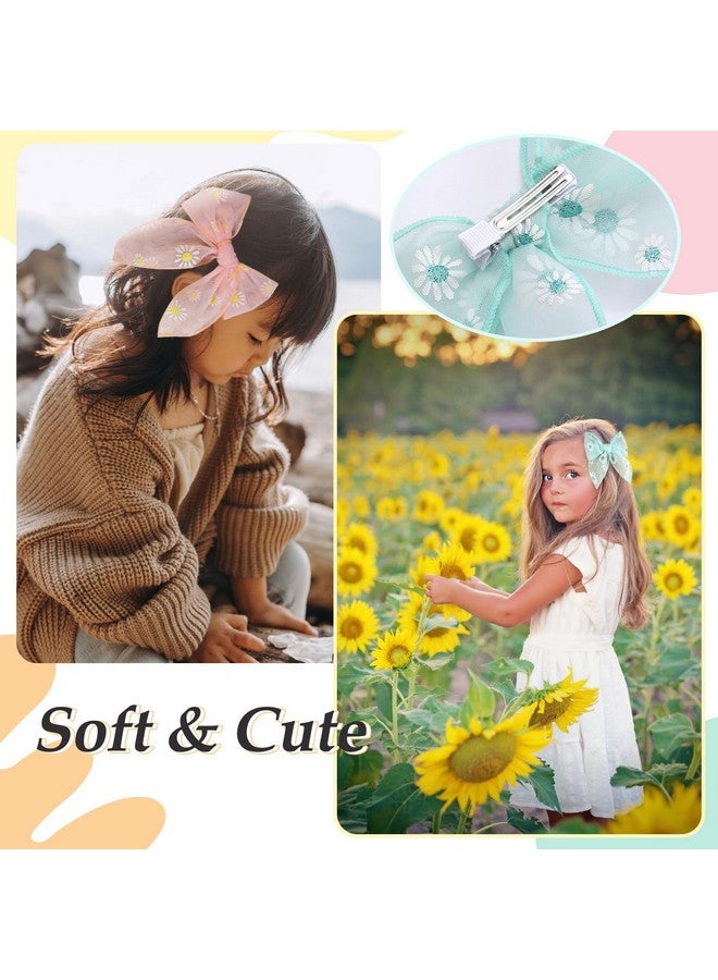 TOKUFAGU 7 PCS Tulle Hair Bows for Girls, Large Daisy Hair Barrettes, Handmade Cute Wedding Hair Accessories for Baby Girls Infants Toddler Teens Women Birthday Party - Image 2