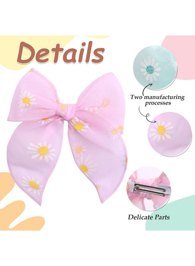 TOKUFAGU 7 PCS Tulle Hair Bows for Girls, Large Daisy Hair Barrettes, Handmade Cute Wedding Hair Accessories for Baby Girls Infants Toddler Teens Women Birthday Party - Image 3