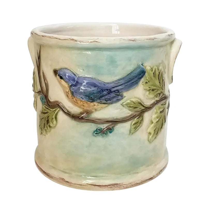 Bluesky Blue Sky Ceramic Woodcut Farmhouse Planter 5'' - Image 1