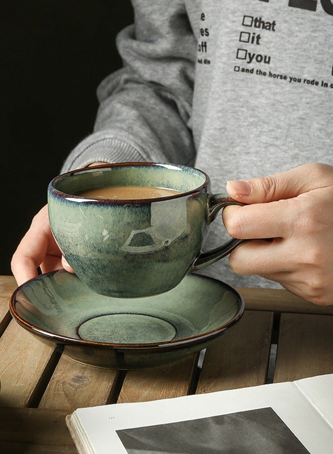 350ML Ceramic Coffee Cup and Saucer Set  Cup and Saucer Ceramic coffee cup Turkish coffee cup Coffee Mug Milk Tea Cup Water Cup Espresso Cup Cappuccino Cup Latte  Suitable for Home Office Restaurant Gifts Garden Party Home Afternoon Tea Set  - Image 2