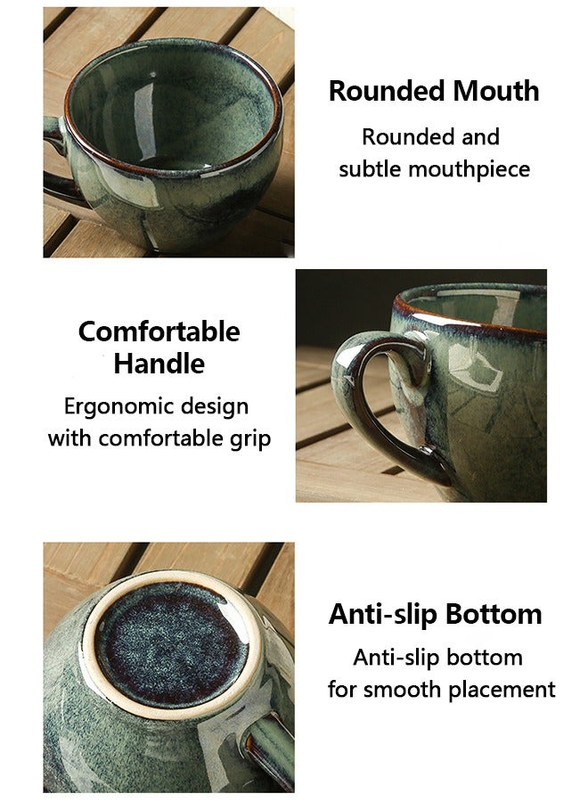 350ML Ceramic Coffee Cup and Saucer Set  Cup and Saucer Ceramic coffee cup Turkish coffee cup Coffee Mug Milk Tea Cup Water Cup Espresso Cup Cappuccino Cup Latte  Suitable for Home Office Restaurant Gifts Garden Party Home Afternoon Tea Set  - Image 4