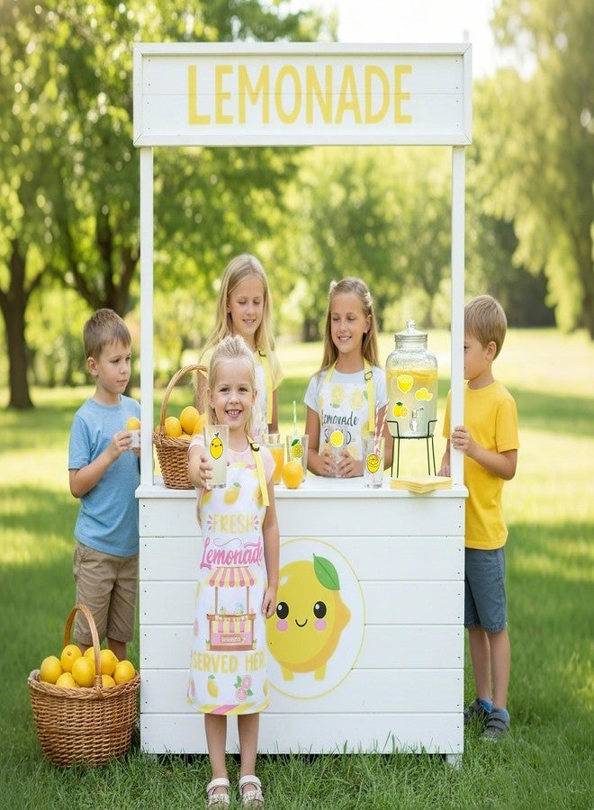 Eclazul Lemonade Lemon Stand Supplies - 2 Pcs Summer Fruit Kids Cooking Aprons with 50 Pcs Cute Stickers Kit Yellow Pink Baking Party Supplies Decorations Decor Accessories for Birthday Baby Shower - Image 5