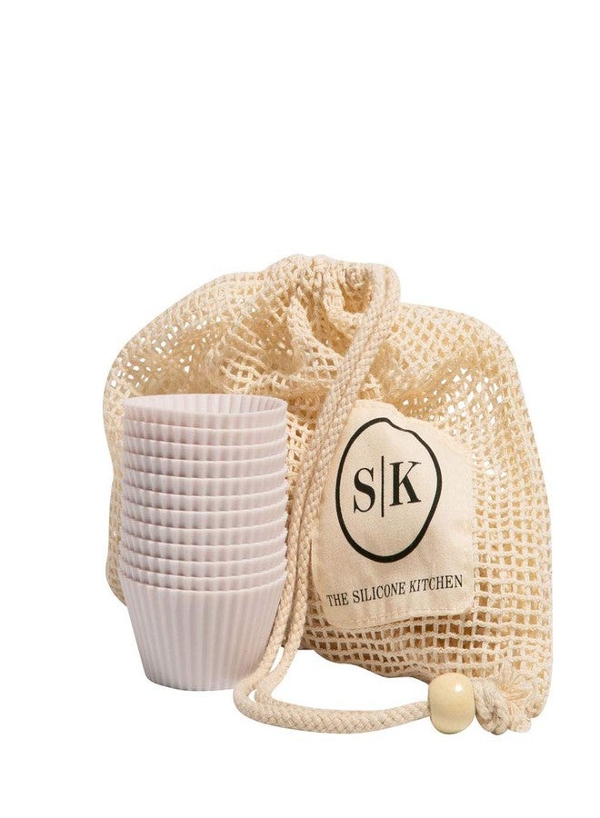 The Silicone Kitchen أكواب خبز سيليكون قابلة لإعادة الاستخدام من ذا سيليكون كيتشن، غير سامة، خالية من مادة BPA، آمنة للغسل في غسالة الصحون، عادية، عبوة من 12 قطعة، لون أبيض أنيق - Image 2
