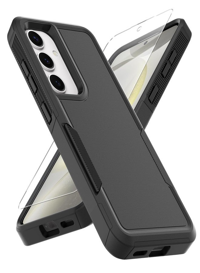 جراب yuanming لهاتف Galaxy S25، [تم اختباره وفقًا لمعايير عسكرية لمقاومة السقوط] مع واقي شاشة، غطاء حماية مزدوج الطبقات شديد التحمل للهاتف المحمول، جراب مانع للانزلاق ومقاوم للصدمات لهاتف Samsung Galaxy S25 (أسود) - Image 1