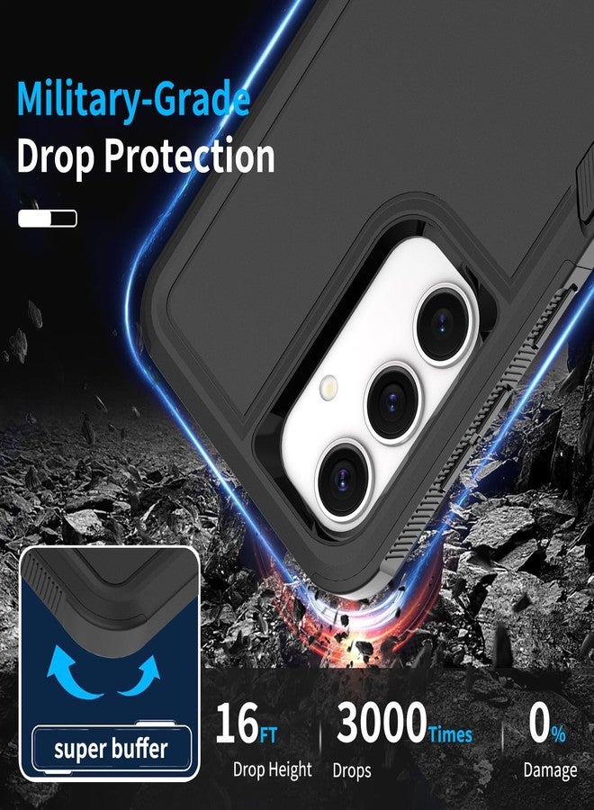 جراب yuanming لهاتف Galaxy S25، [تم اختباره وفقًا لمعايير عسكرية لمقاومة السقوط] مع واقي شاشة، غطاء حماية مزدوج الطبقات شديد التحمل للهاتف المحمول، جراب مانع للانزلاق ومقاوم للصدمات لهاتف Samsung Galaxy S25 (أسود) - Image 3