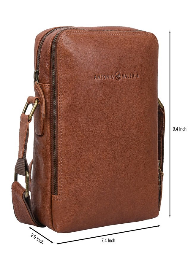 ANTONIO VALERIA Alex Washed Redwood Premium Leather Crossbody Bag - Image 3