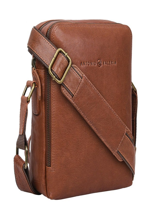 ANTONIO VALERIA Alex Washed Redwood Premium Leather Crossbody Bag - Image 1