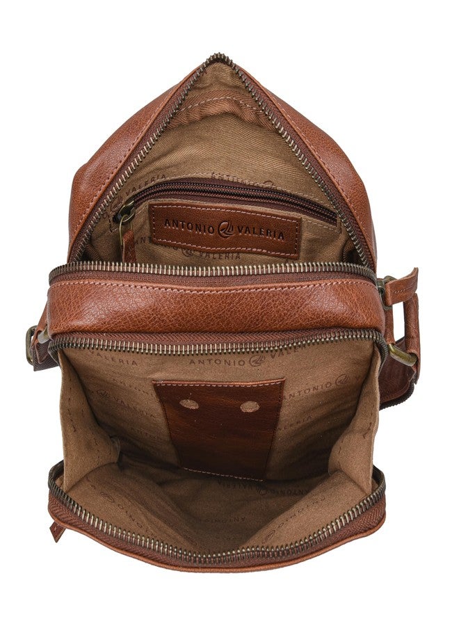 ANTONIO VALERIA Alex Washed Redwood Premium Leather Crossbody Bag - Image 4