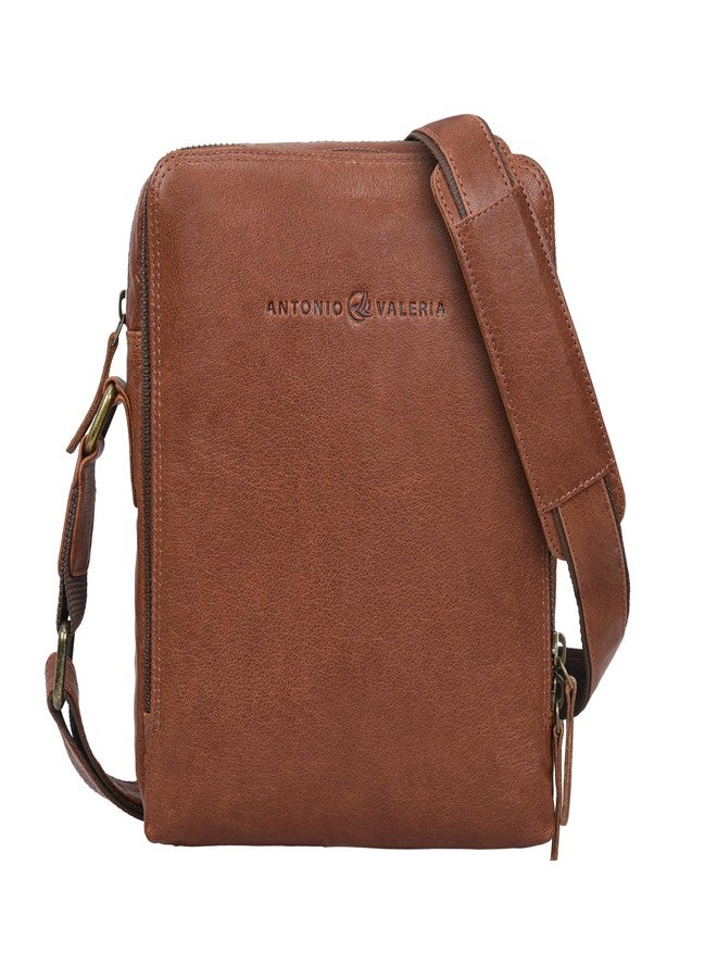 ANTONIO VALERIA Alex Washed Redwood Premium Leather Crossbody Bag - Image 2