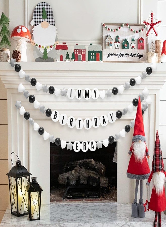 Heopeis DIY Giant Friendship Bracelet Birthday Garland Kit with Letters Ball Customizable Banner for Christmas Wedding Kpop New Year Party Decorations Ball Plastic Balls Stars DIY Supplies(Black/Gray/White) - Image 2