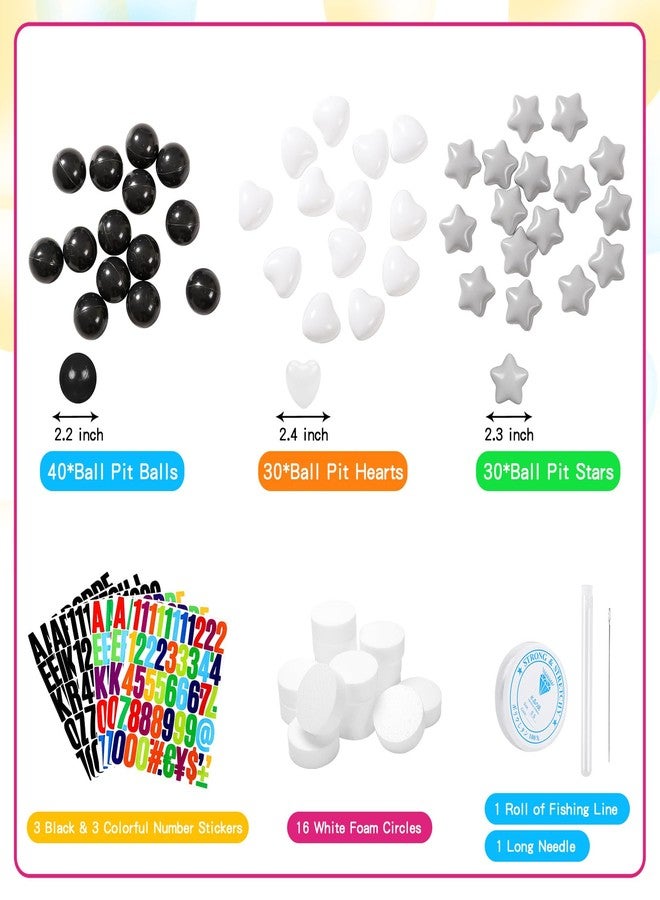 Heopeis DIY Giant Friendship Bracelet Birthday Garland Kit with Letters Ball Customizable Banner for Christmas Wedding Kpop New Year Party Decorations Ball Plastic Balls Stars DIY Supplies(Black/Gray/White) - Image 4