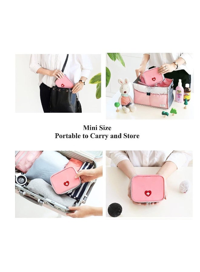 Generic 2 Pcs Portable Mini First Aid Pouch Empty Travel Medicine Bag Double Zippers Handy Pills Pocket for for Office Travel Home Vehicle Beach Emergency Zipper Pouch Small Size - Image 4