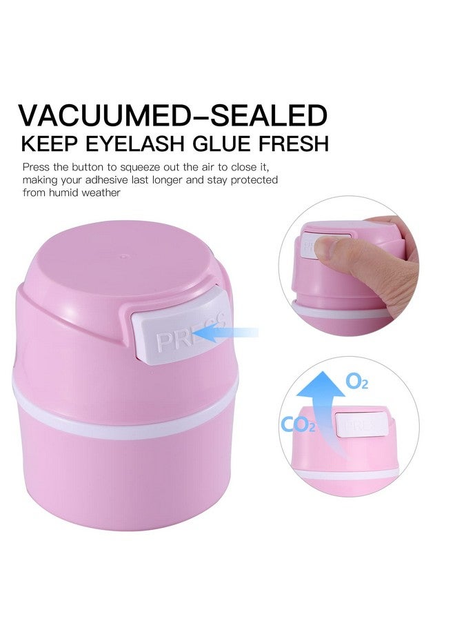 بريتي ميموري حاوية تخزين غراء الرموش، حامل غراء الرموش محكم الغلق، حامل جرة لاصقة لـ 38 زجاجة من لوازم تكنولوجيا الصمغ التي يجب اقتناؤها (وردي) - Image 4