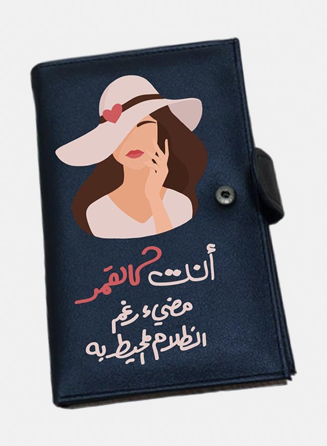 محفظة جلد صناعي - سوداء - طباعة بوهو على جانب واحد - Image 1