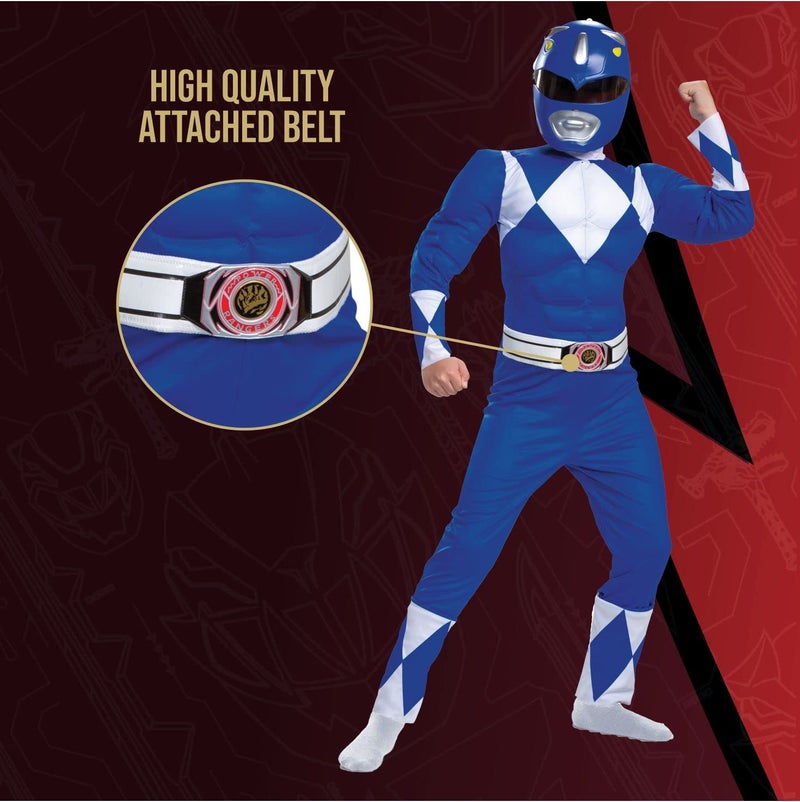 Disguise Blue Power Ranger Costume, Officially Licensed Power Rangers Beast Morphers Costume for Kids, Medium (7-8) - Image 4