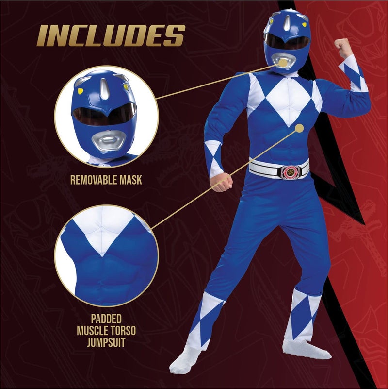 Disguise Blue Power Ranger Costume, Officially Licensed Power Rangers Beast Morphers Costume for Kids, Medium (7-8) - Image 3