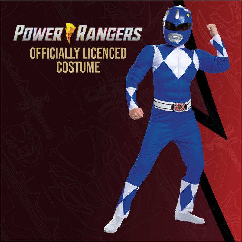 Disguise Blue Power Ranger Costume, Officially Licensed Power Rangers Beast Morphers Costume for Kids, Medium (7-8) - Image 2
