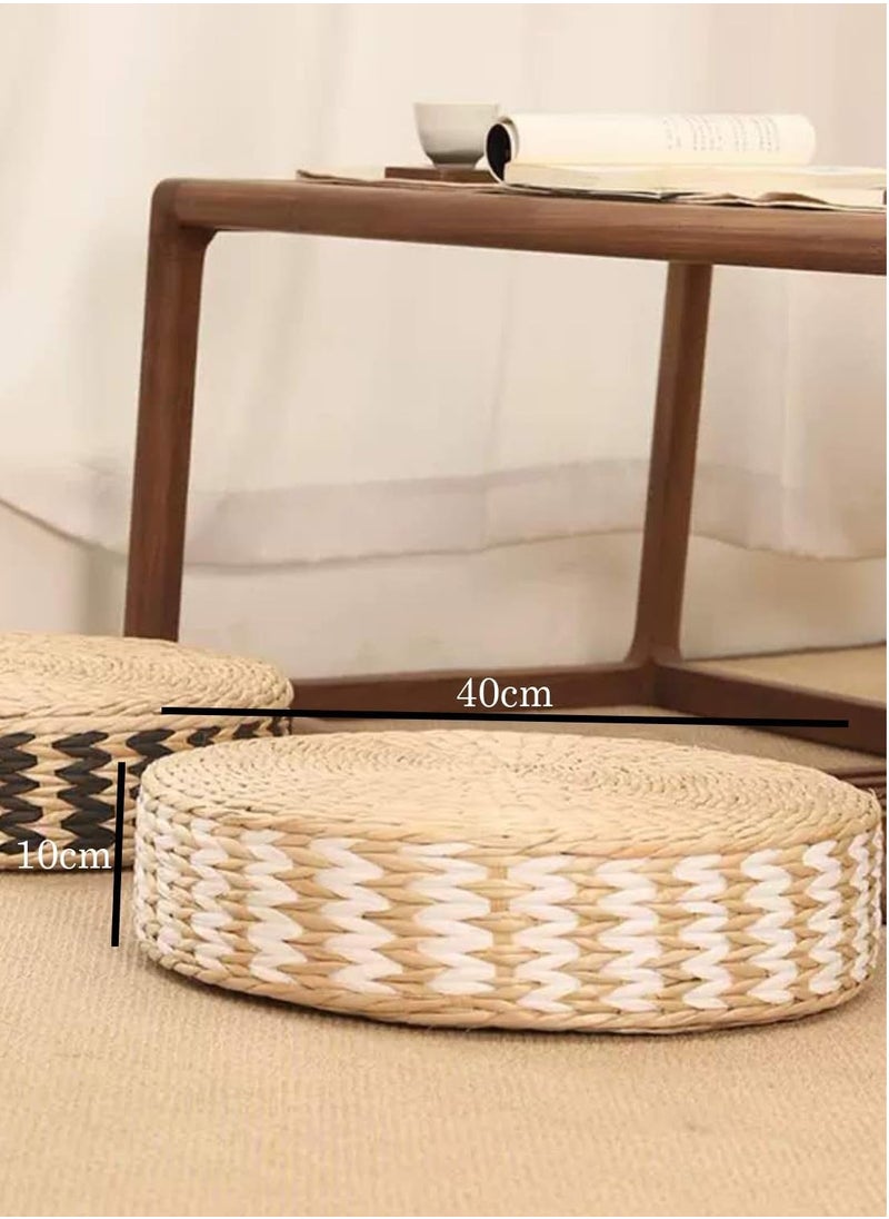 HOME TASTE Japanese Floor Cushion 40x10cm – Soft Thick Tatami Meditation Seat for Adults & Kids – Round Floor Pillow for Yoga, Living Room, Bedroom, Nursery & Majlis Home Décor  - Image 2