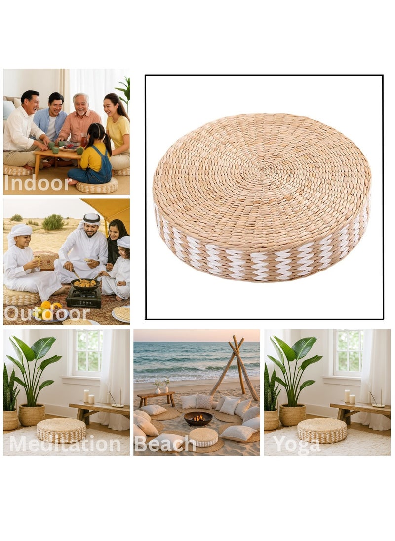 HOME TASTE Japanese Floor Cushion 40x10cm – Soft Thick Tatami Meditation Seat for Adults & Kids – Round Floor Pillow for Yoga, Living Room, Bedroom, Nursery & Majlis Home Décor  - Image 3