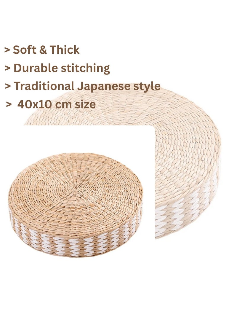 HOME TASTE Japanese Floor Cushion 40x10cm – Soft Thick Tatami Meditation Seat for Adults & Kids – Round Floor Pillow for Yoga, Living Room, Bedroom, Nursery & Majlis Home Décor  - Image 5