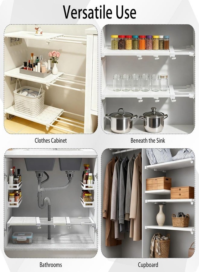 Deoxys Expandable Closet Shelf Wall-Mounted Storage Rack Adjustable Closet Rod Divider Separator Space Saving for Cabinet Wardrobe Cupboard Kitchen Pantry Cupboard - Image 3