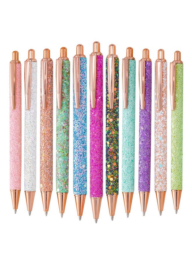 jiebor 11Pcs Fancy Pens Glitter Pens Cute Fun Pretty Pens Metal Retractable Ballpoint Pens Cool Pens For Women Teacher Writing Business Office Gift Supplies Black Ink - Image 1