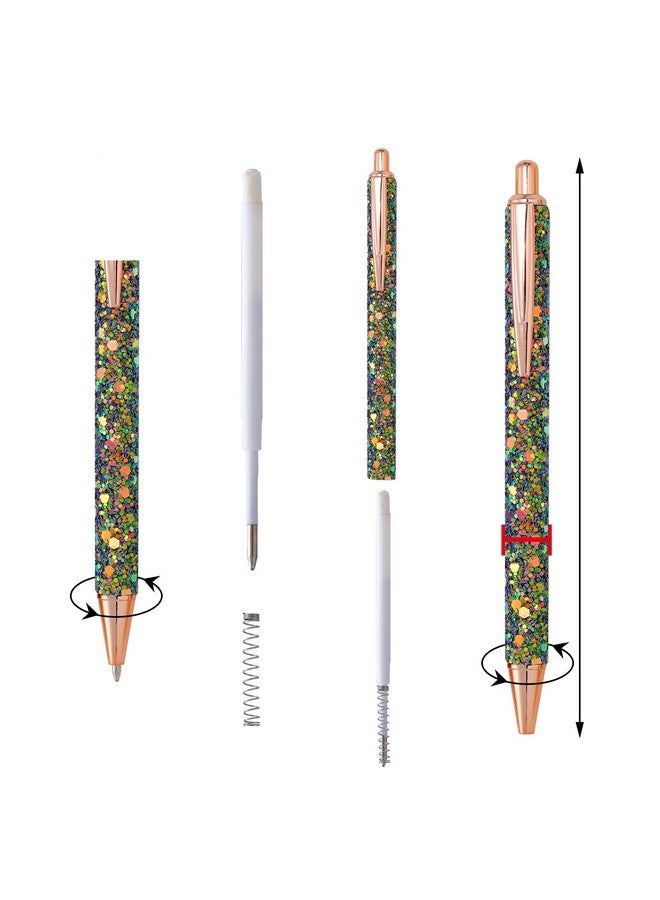 jiebor 11Pcs Fancy Pens Glitter Pens Cute Fun Pretty Pens Metal Retractable Ballpoint Pens Cool Pens For Women Teacher Writing Business Office Gift Supplies Black Ink - Image 5